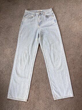 NA-KD NAKED WIDE LEG HIGH WAISTED LIGHT BLUE DENIM JEANS  EU SIZE 38 - W29" L31"